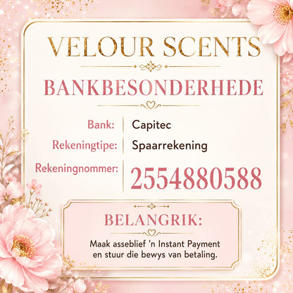 Velour Scents banking details - EFT payment